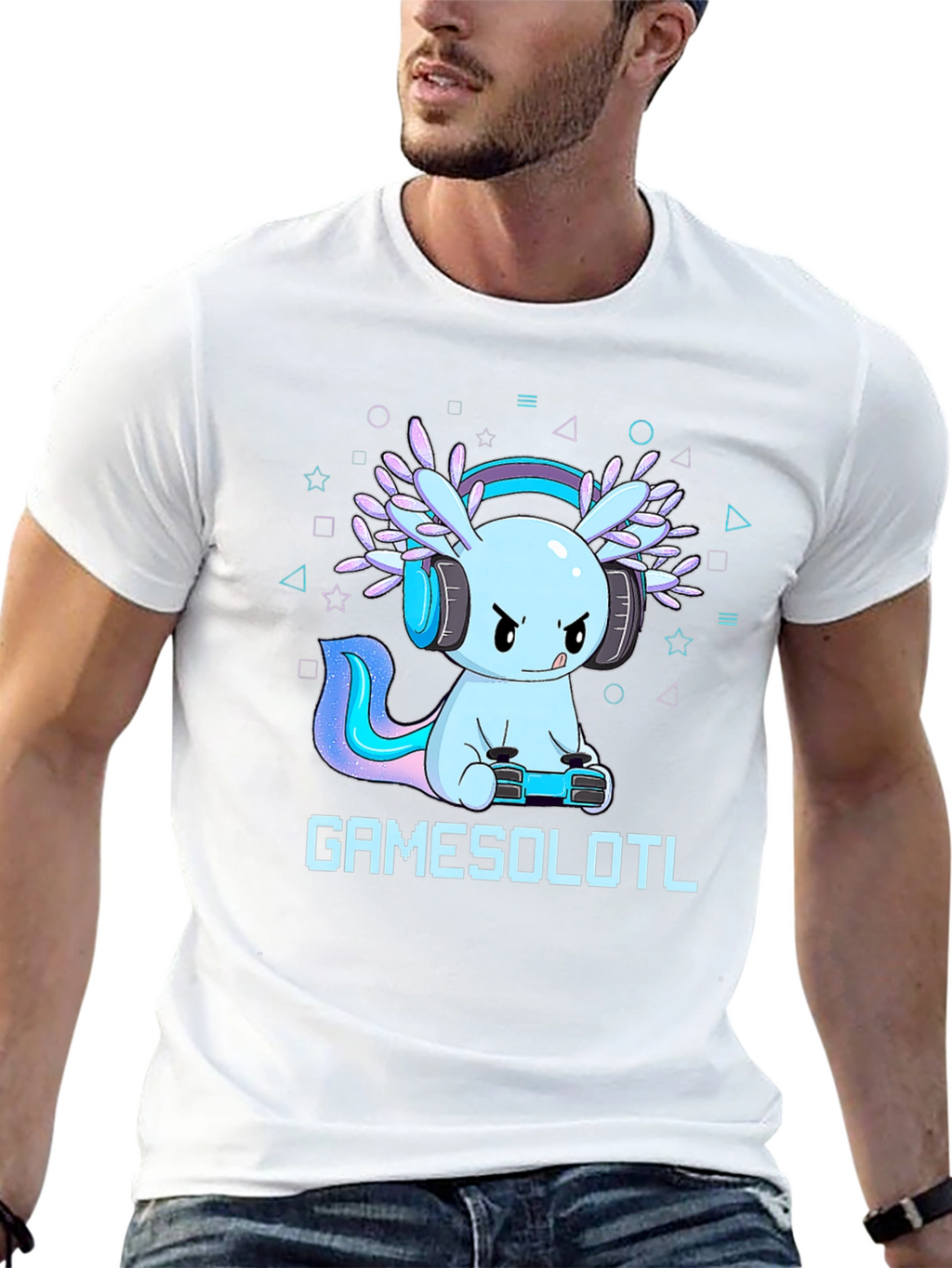 Gamer Axolotl Black Graphic Tee