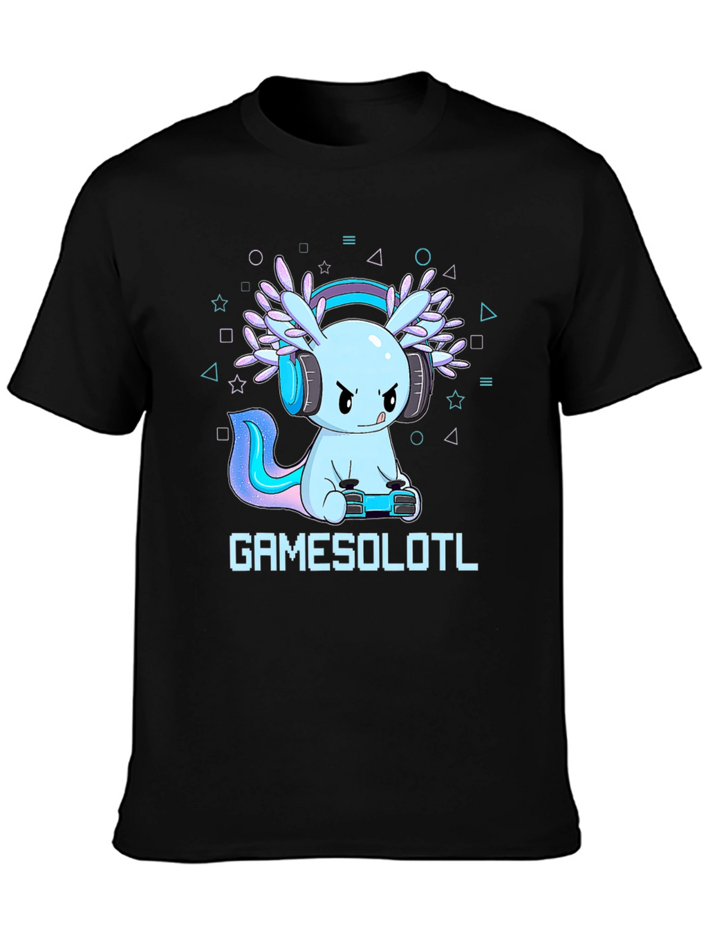 Gamer Axolotl Black Graphic Tee