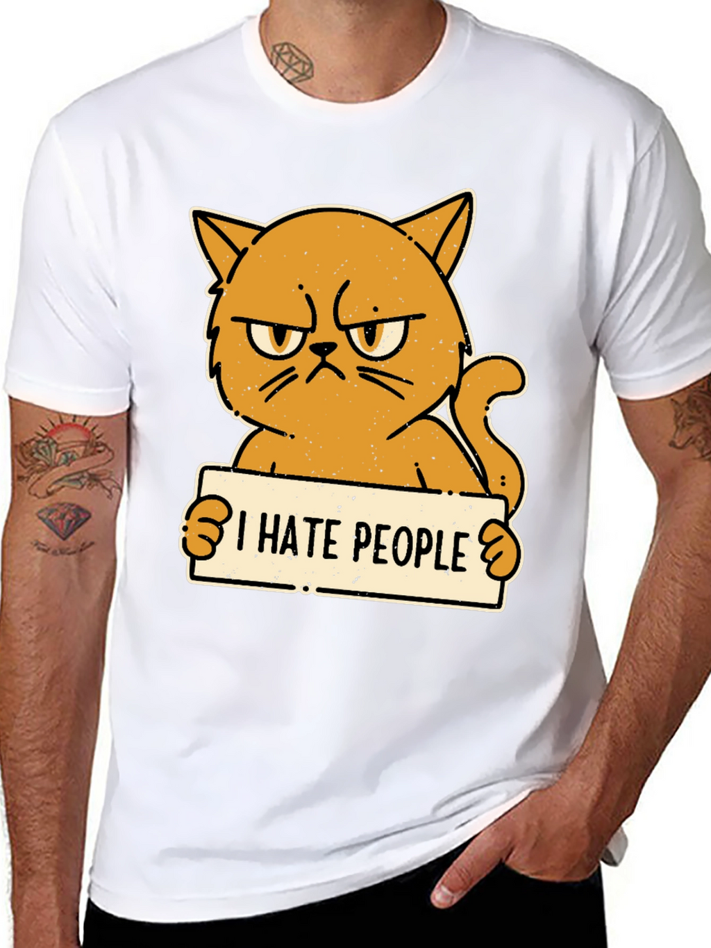 I Hate People Grumpy Cat Black T-Shirt