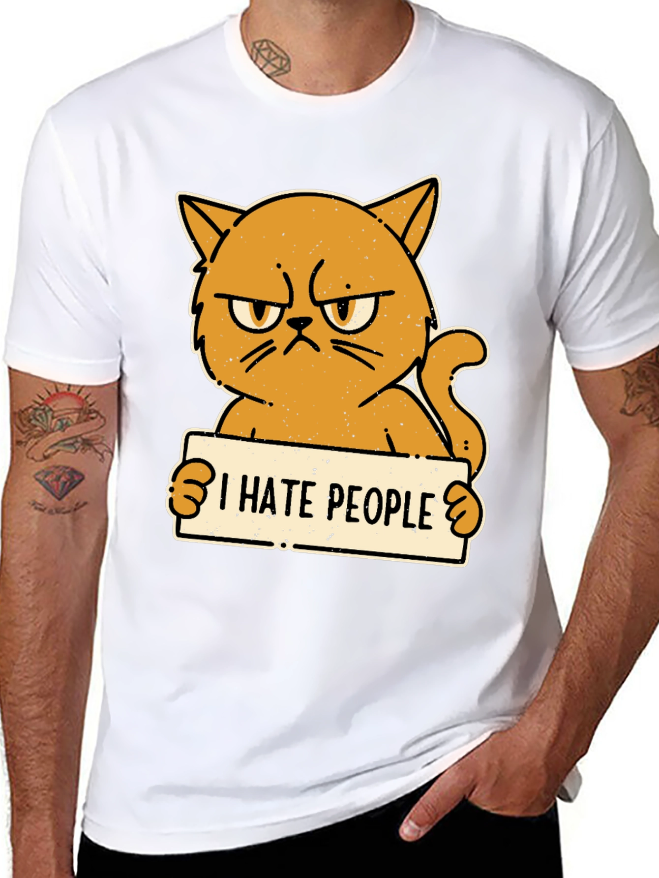 I Hate People Grumpy Cat Black T-Shirt