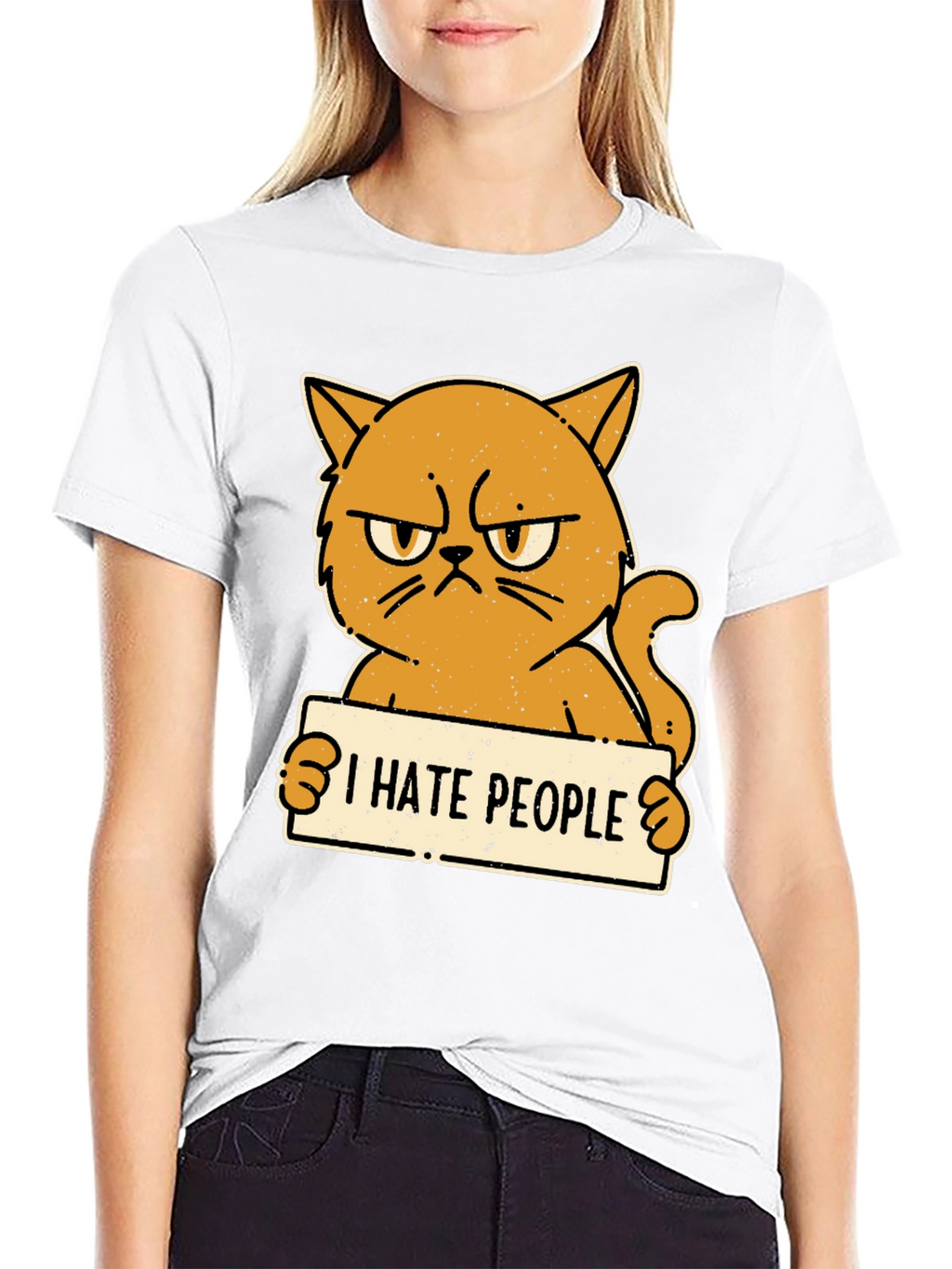 I Hate People Grumpy Cat Black T-Shirt