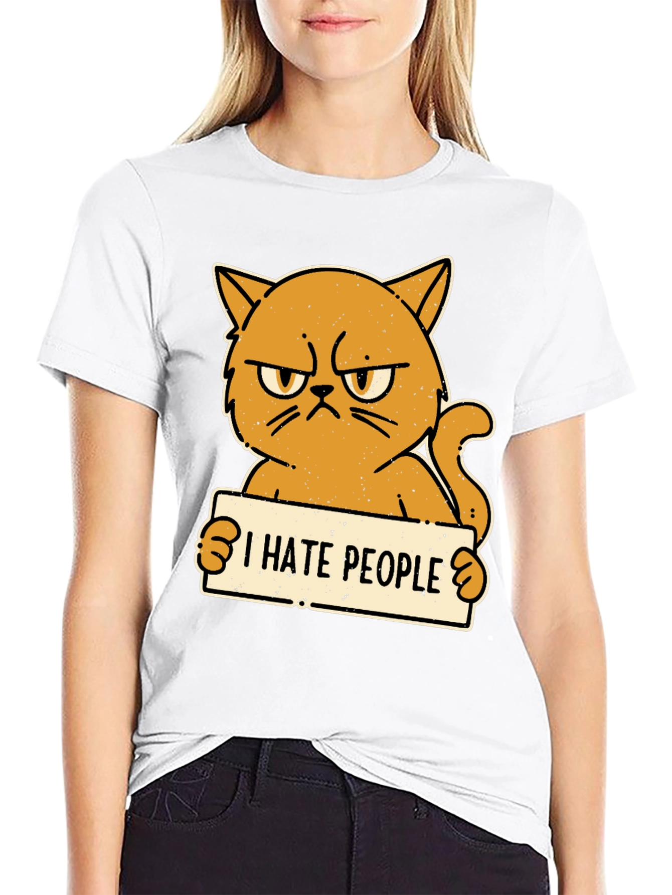 I Hate People Grumpy Cat Black T-Shirt