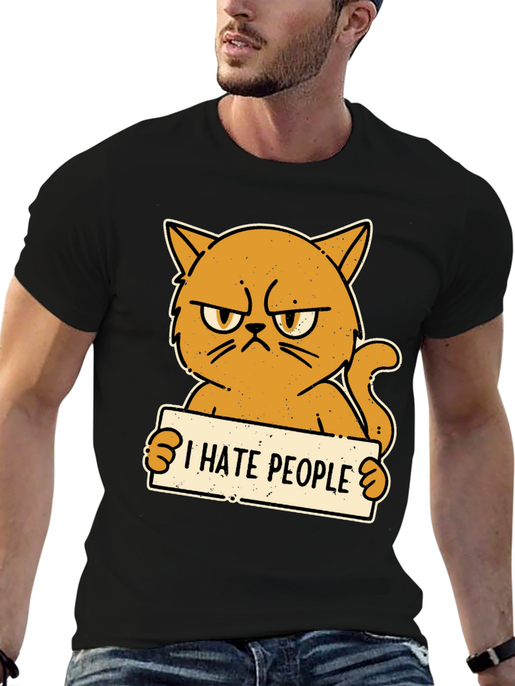 I Hate People Grumpy Cat Black T-Shirt