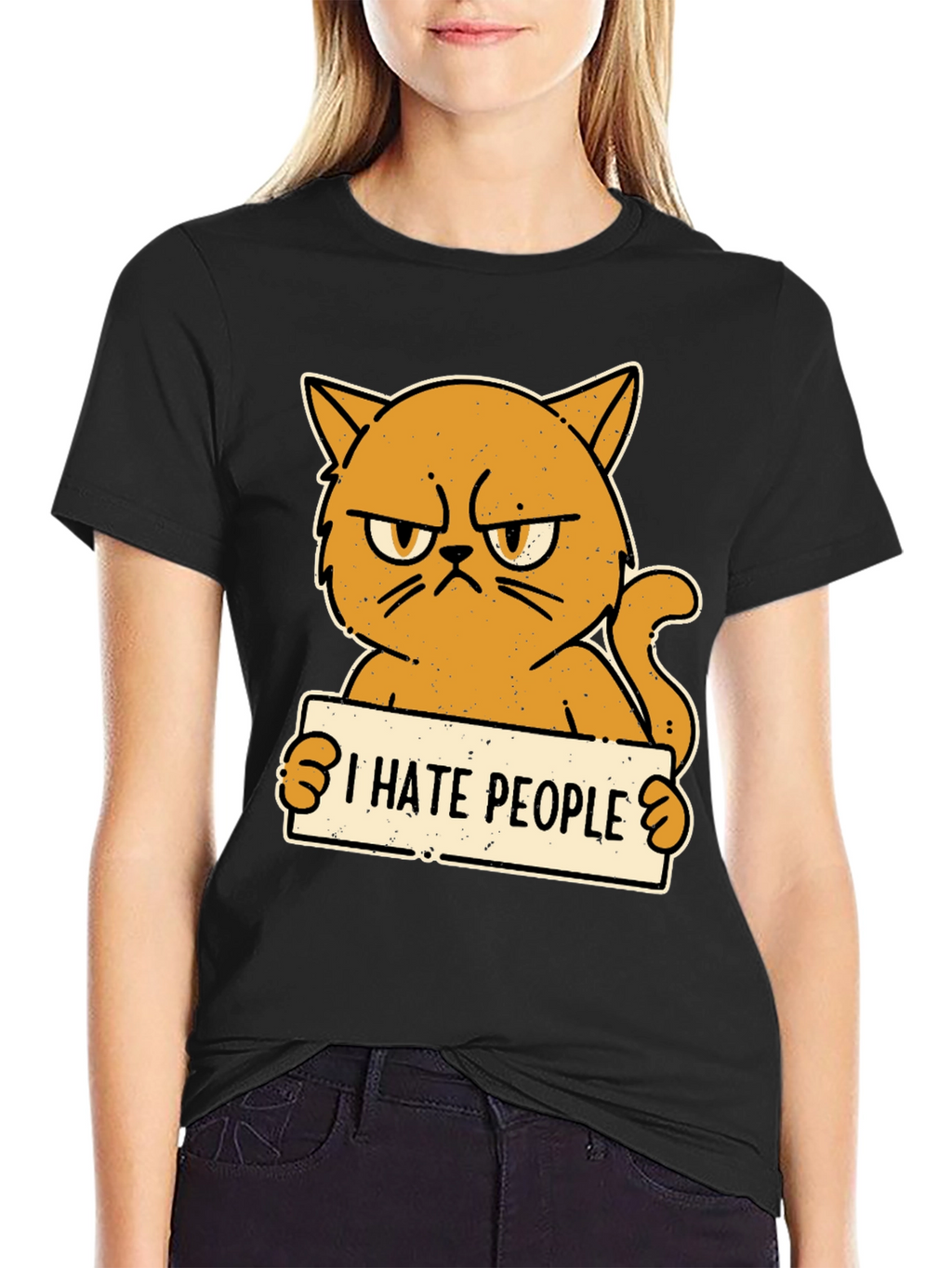 I Hate People Grumpy Cat Black T-Shirt
