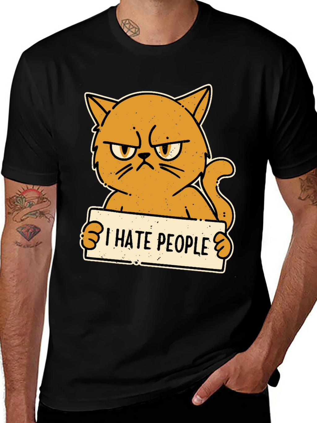 I Hate People Grumpy Cat Black T-Shirt