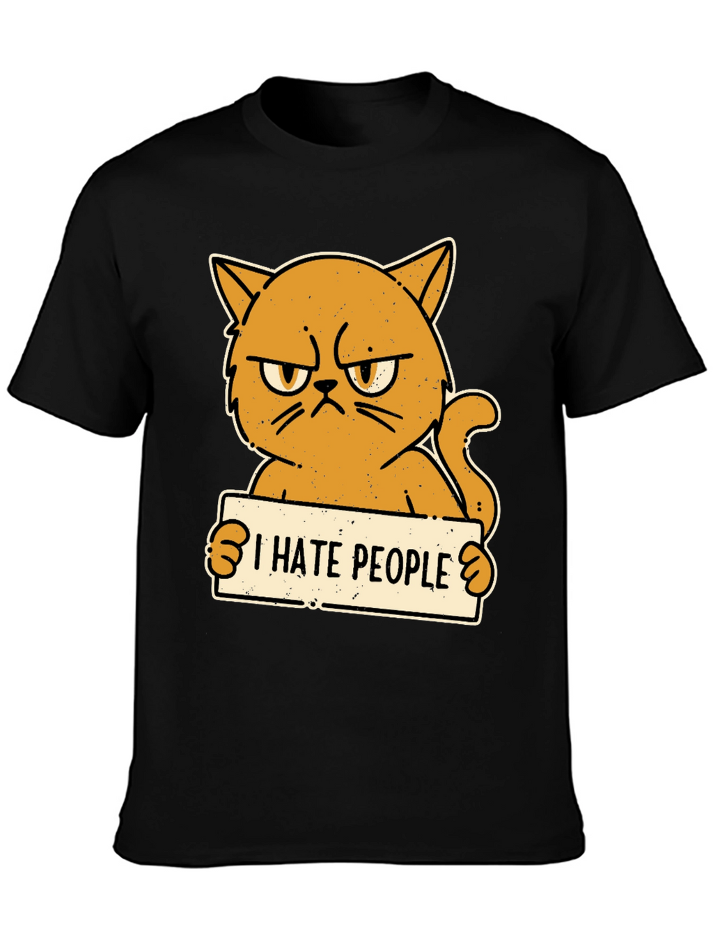 I Hate People Grumpy Cat Black T-Shirt