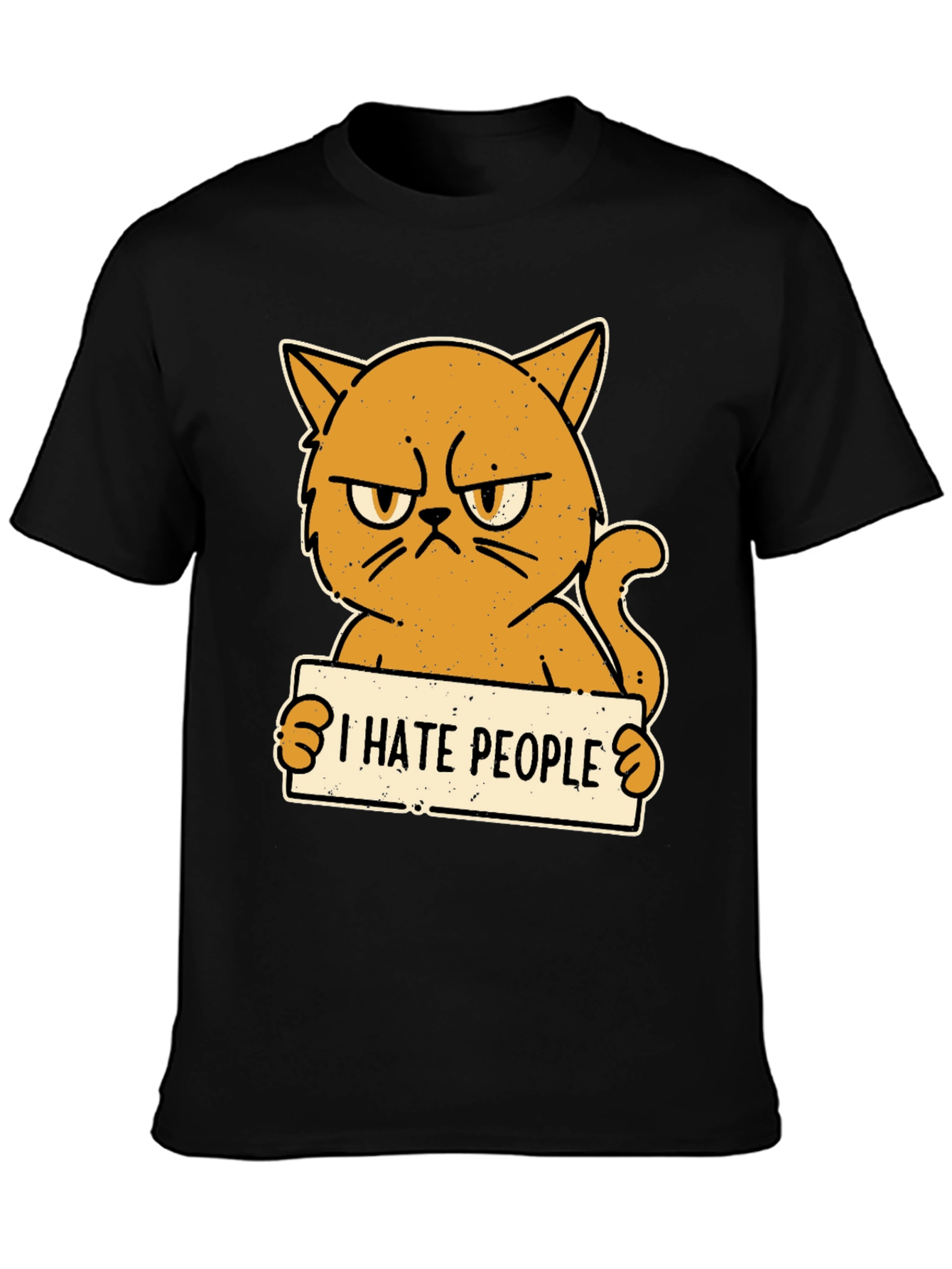 I Hate People Grumpy Cat Black T-Shirt