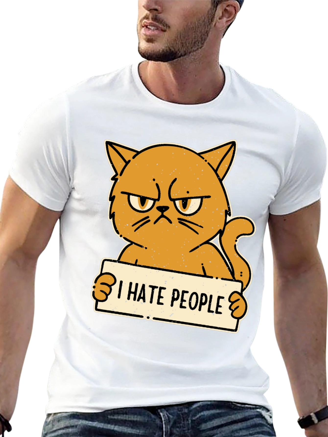 I Hate People Grumpy Cat Black T-Shirt