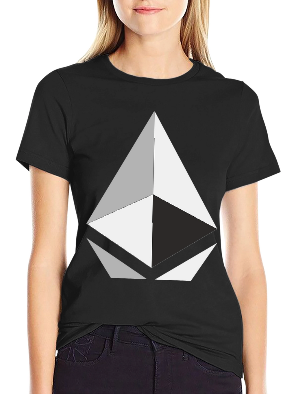 Geometric Graphic Print Black T-Shirt