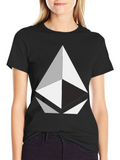Geometric Graphic Print Black T-Shirt