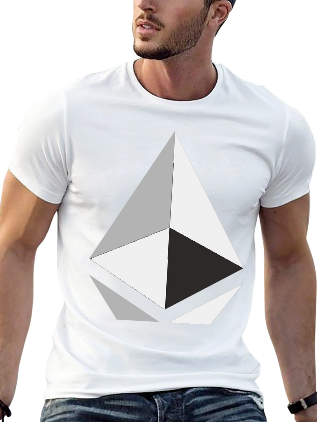 Geometric Graphic Print Black T-Shirt