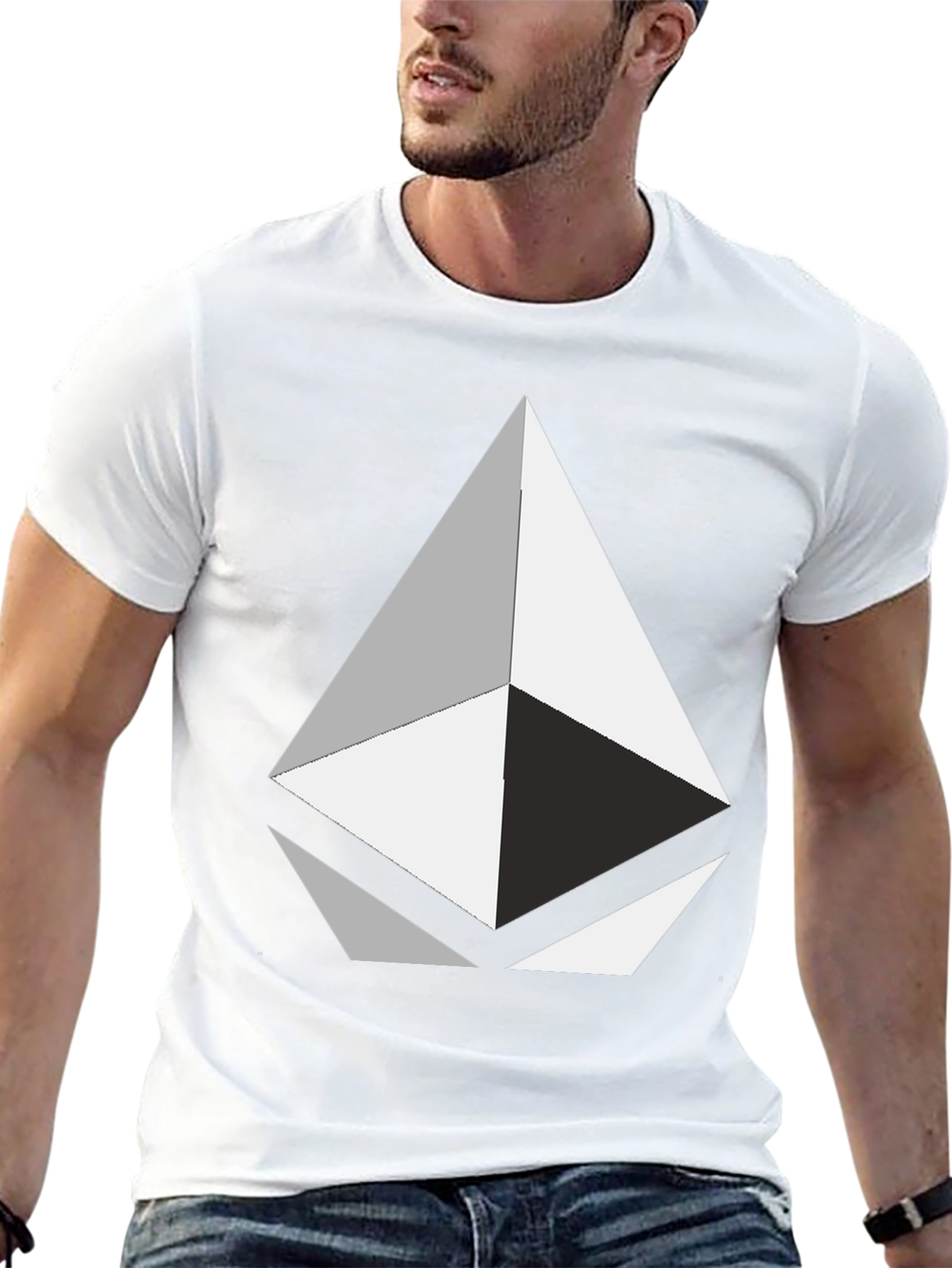 Geometric Graphic Print Black T-Shirt