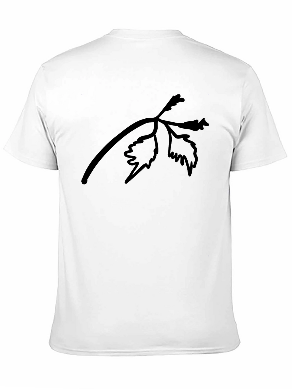 Black T-Shirt with Botanical Branch Print