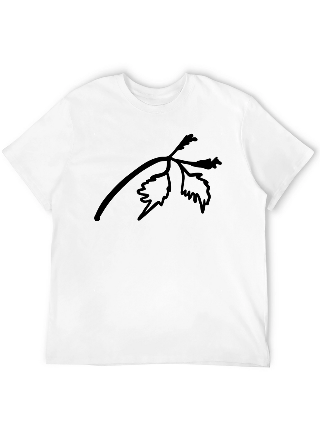 Black T-Shirt with Botanical Branch Print