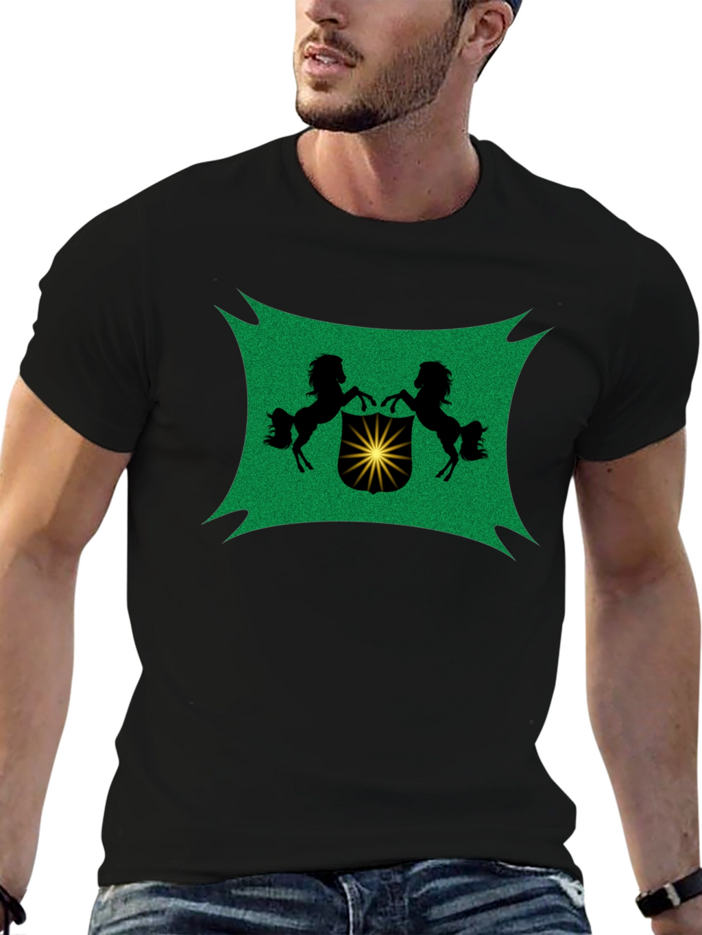 Black Tee with Crest Graphic
