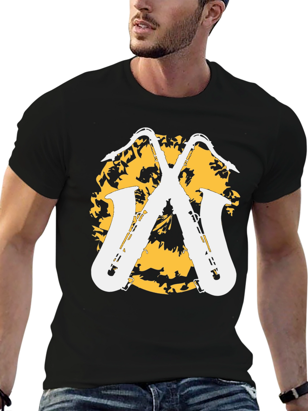 Saxophone Graphic Tee - Stylish Music Lovers Shirt