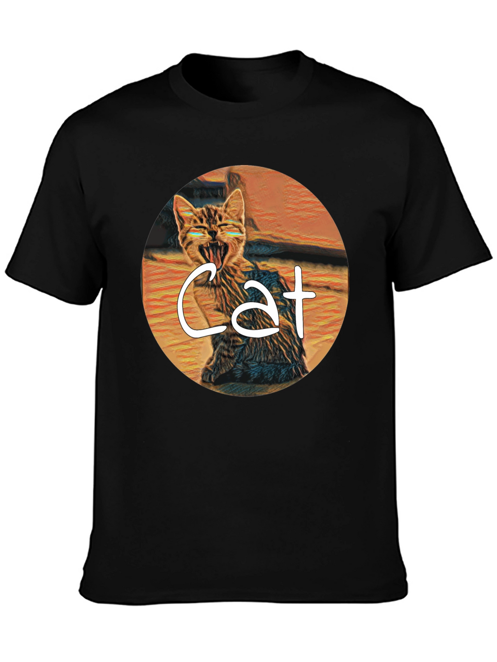 Cat Graphic Tee -  Yawning Cat T-Shirt