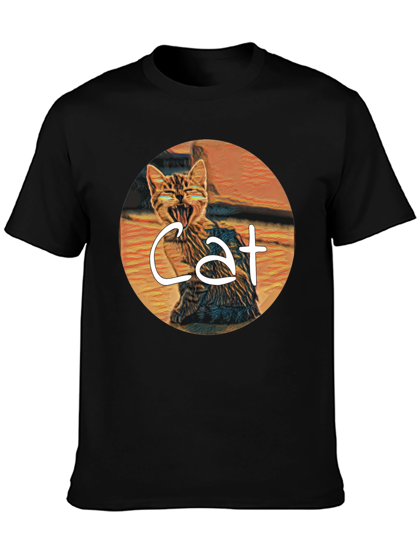 Cat Graphic Tee -  Yawning Cat T-Shirt