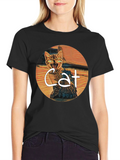 Cat Graphic Tee -  Yawning Cat T-Shirt