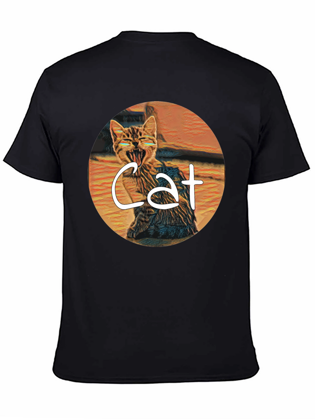 Cat Graphic Tee -  Yawning Cat T-Shirt