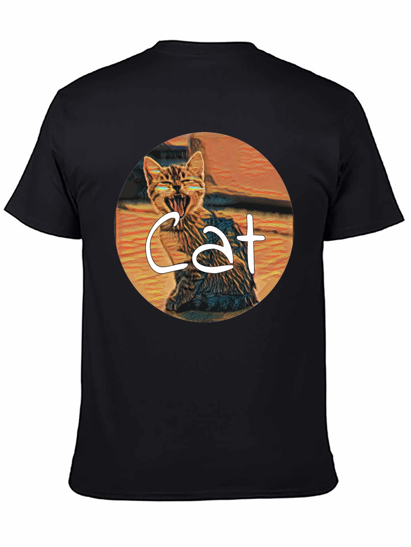 Cat Graphic Tee -  Yawning Cat T-Shirt