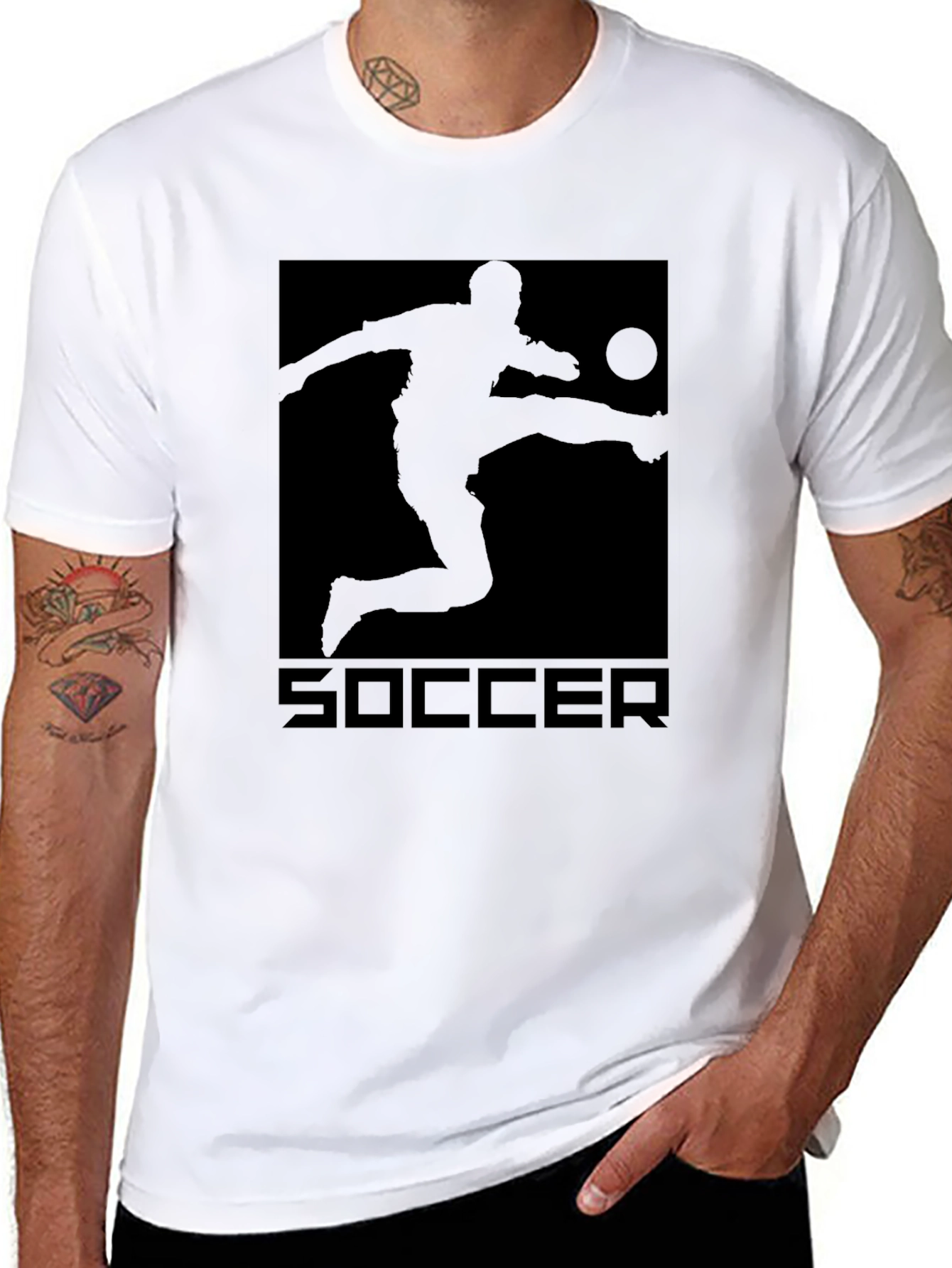 Soccer Graphic Tee - Black Cotton T-Shirt