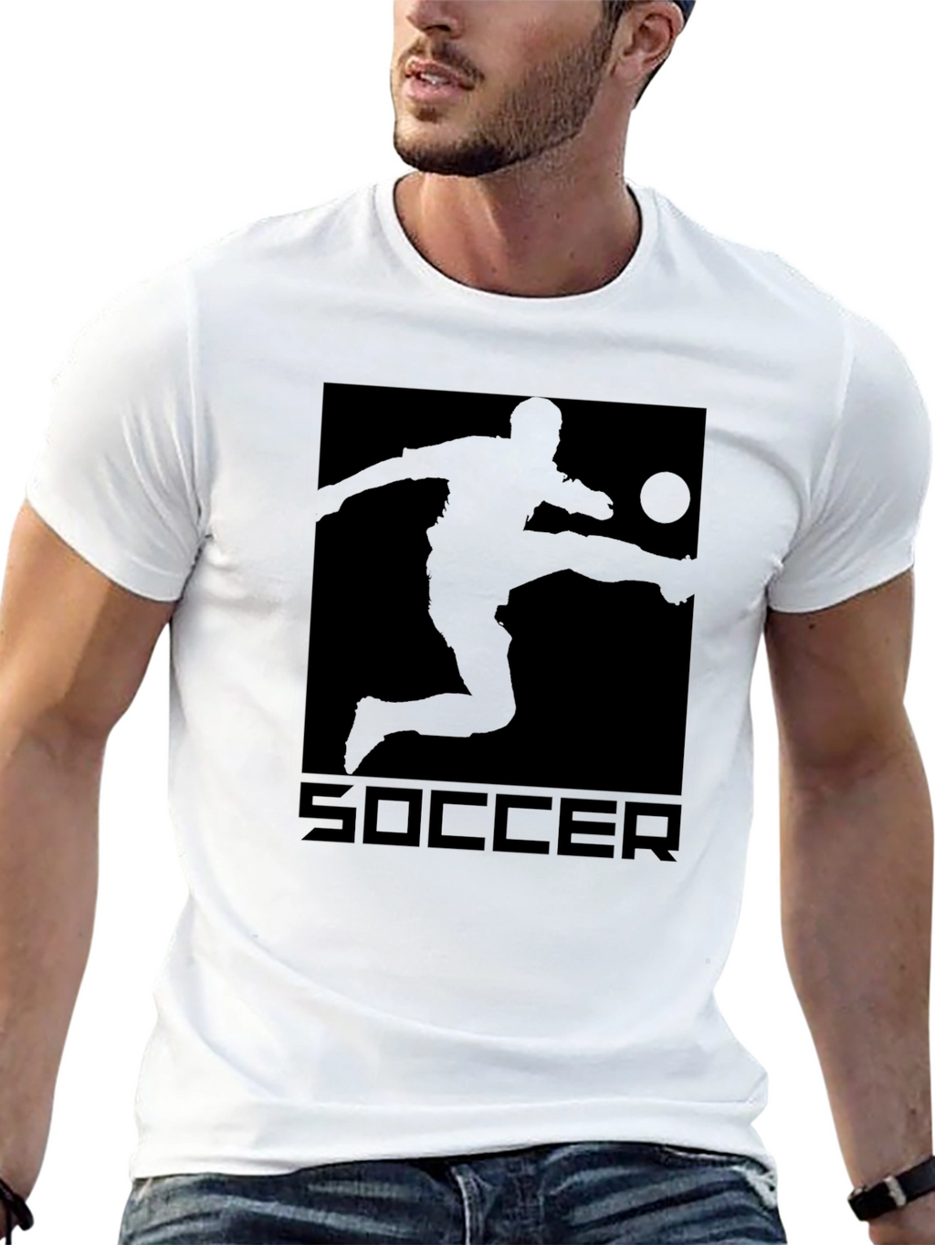 Soccer Graphic Tee - Black Cotton T-Shirt