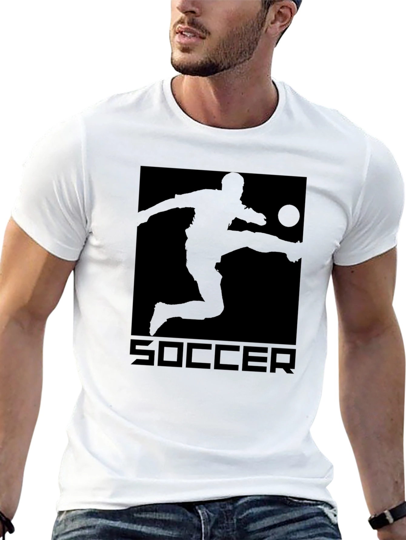 Soccer Graphic Tee - Black Cotton T-Shirt