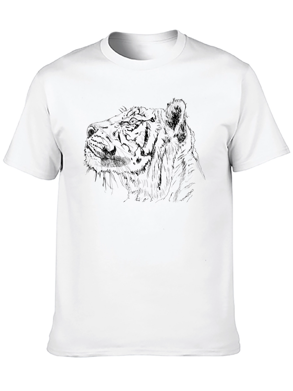 Lion Sketch Graphic Tee - Black Cotton Blend T-Shirt