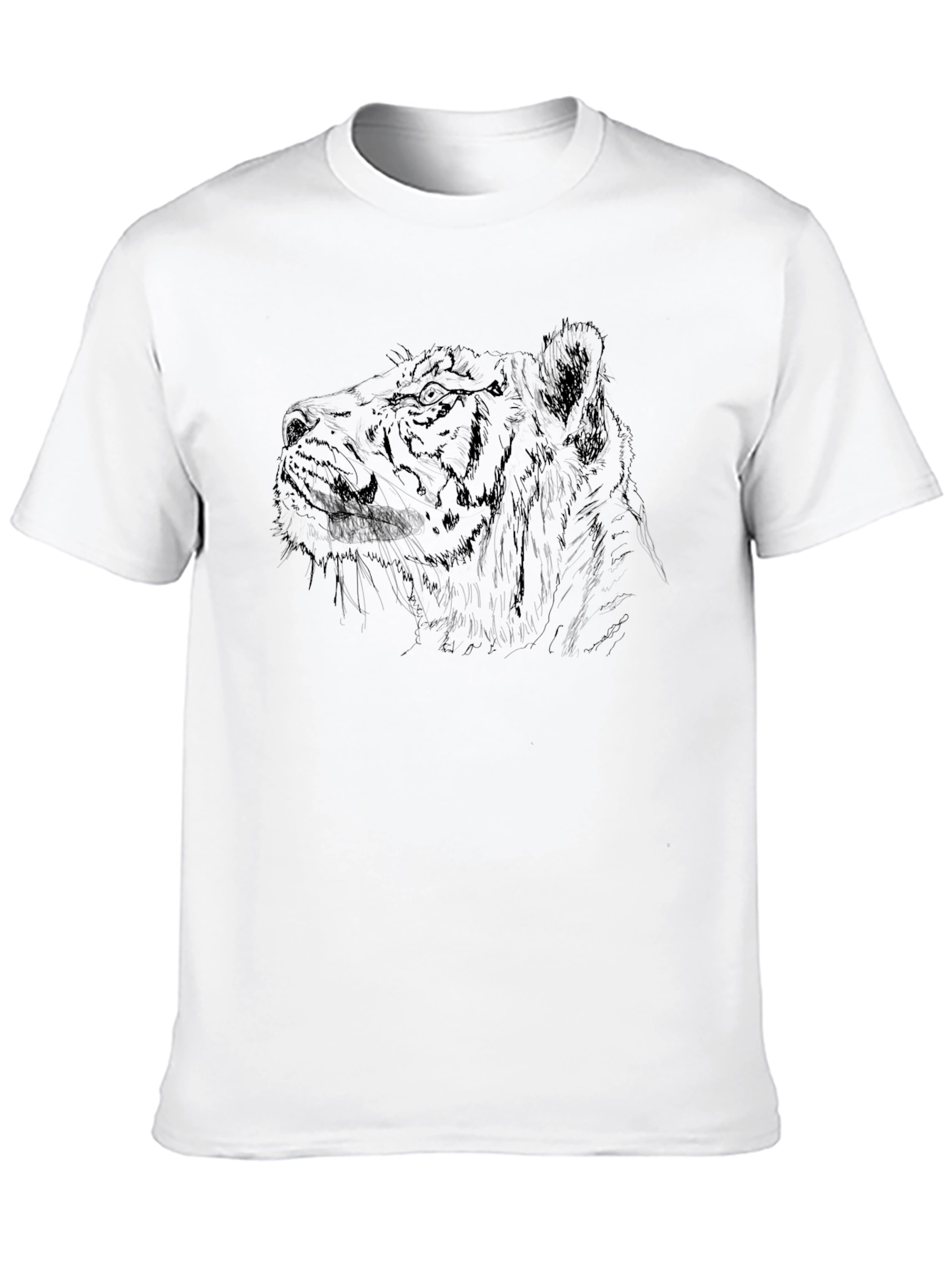 Lion Sketch Graphic Tee - Black Cotton Blend T-Shirt