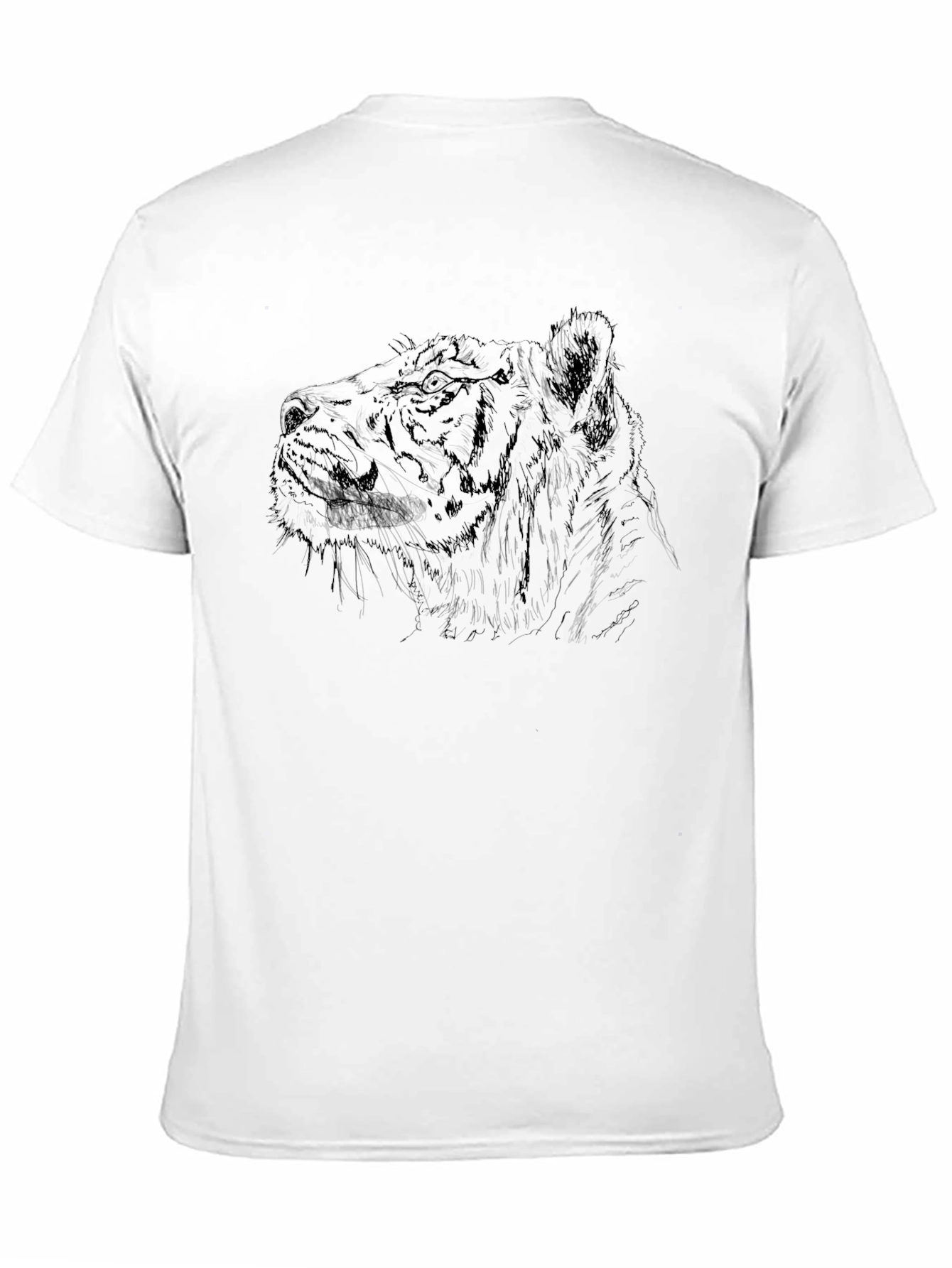 Lion Sketch Graphic Tee - Black Cotton Blend T-Shirt