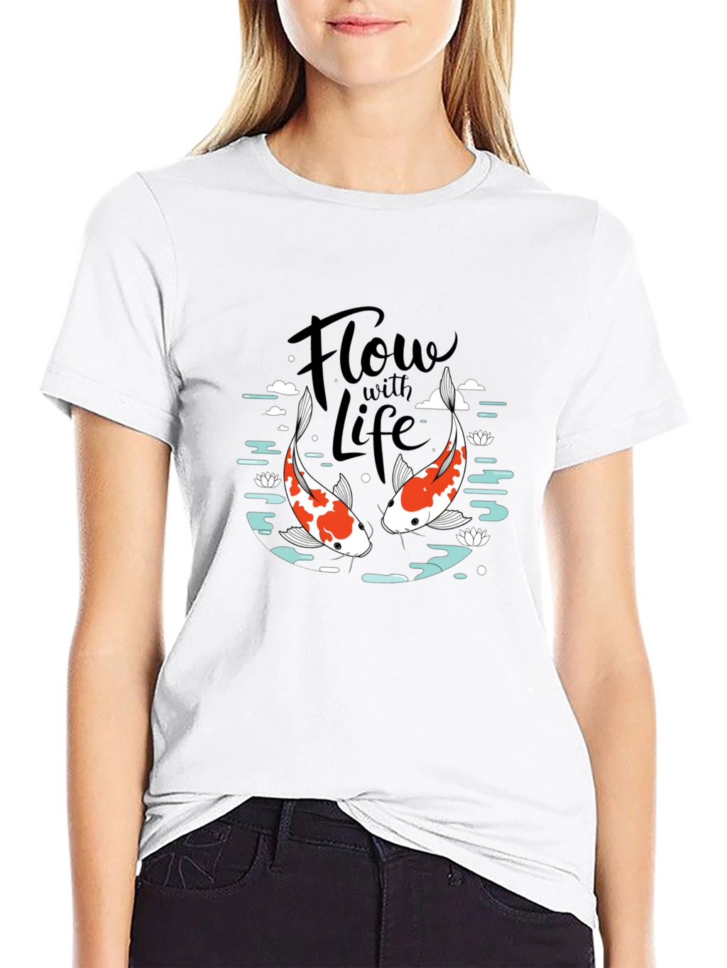 Koi Fish Flow with Life Graphic Tee