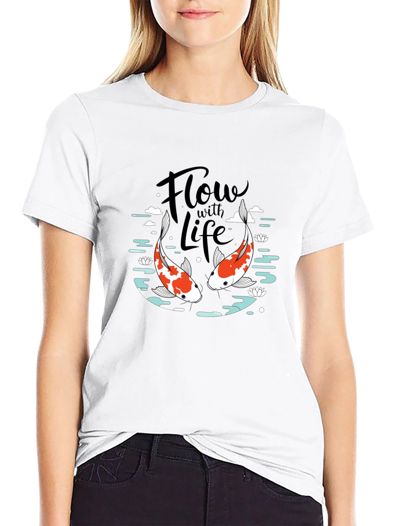 Koi Fish Flow with Life Graphic Tee