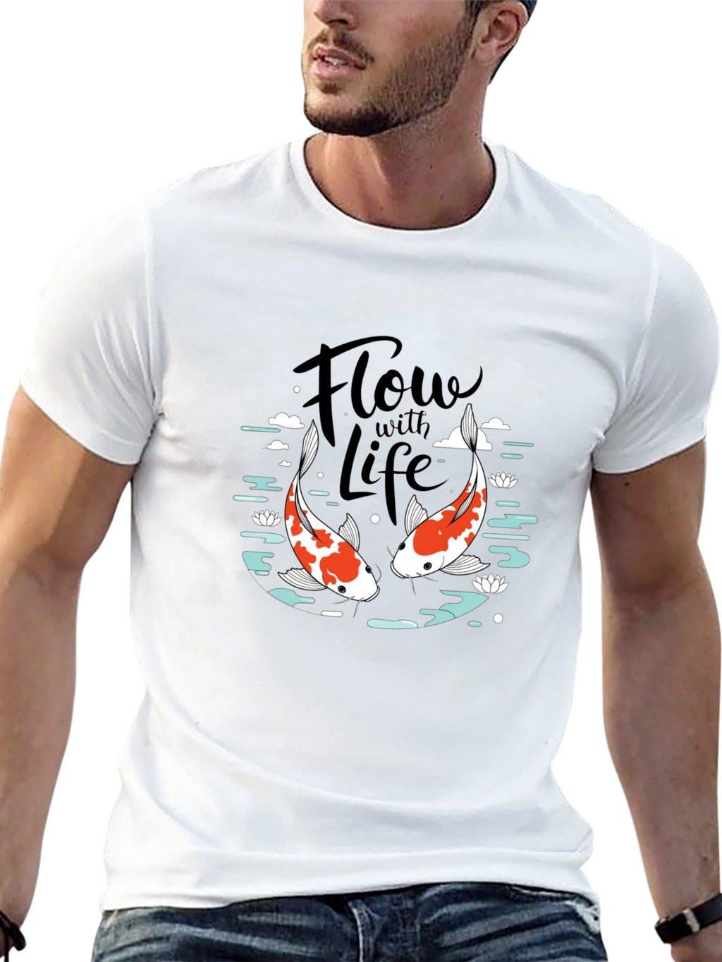 Koi Fish Flow with Life Graphic Tee
