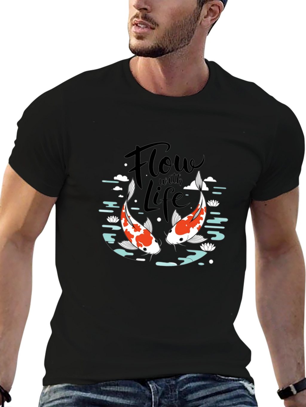 Koi Fish Flow with Life Graphic Tee