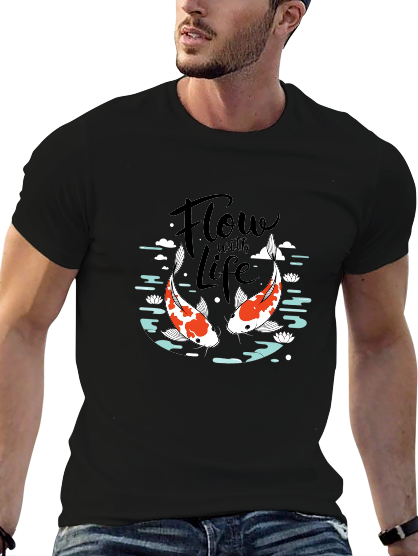 Koi Fish Flow with Life Graphic Tee
