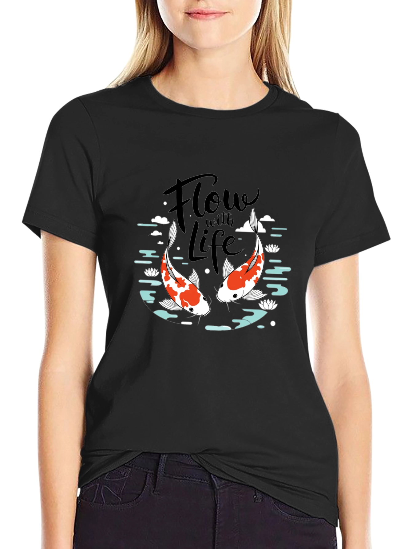 Koi Fish Flow with Life Graphic Tee