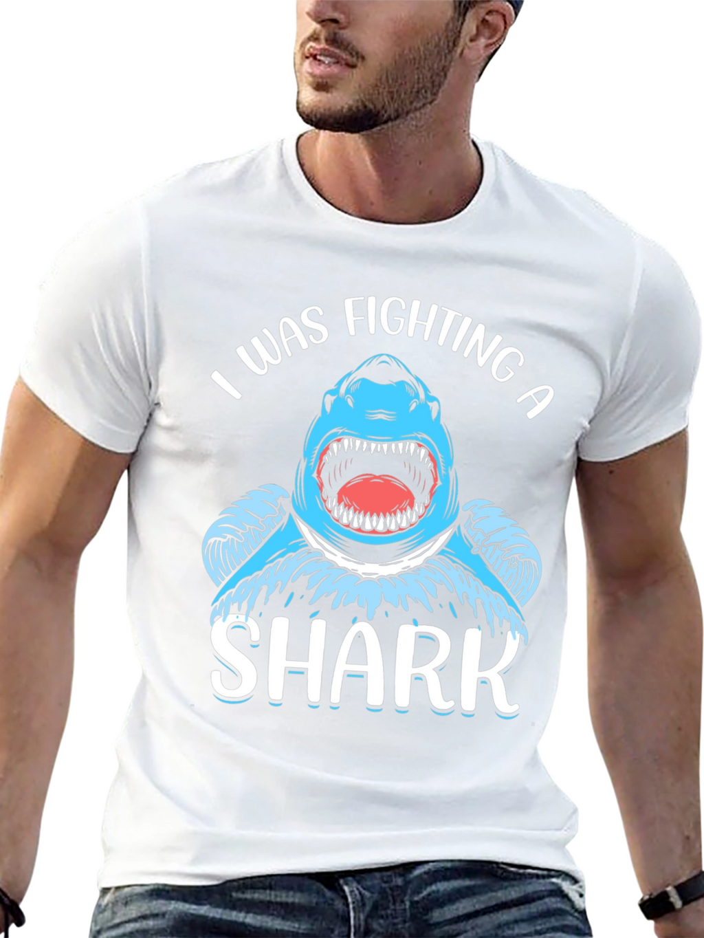 I Was Fighting a Shark Black T-Shirt