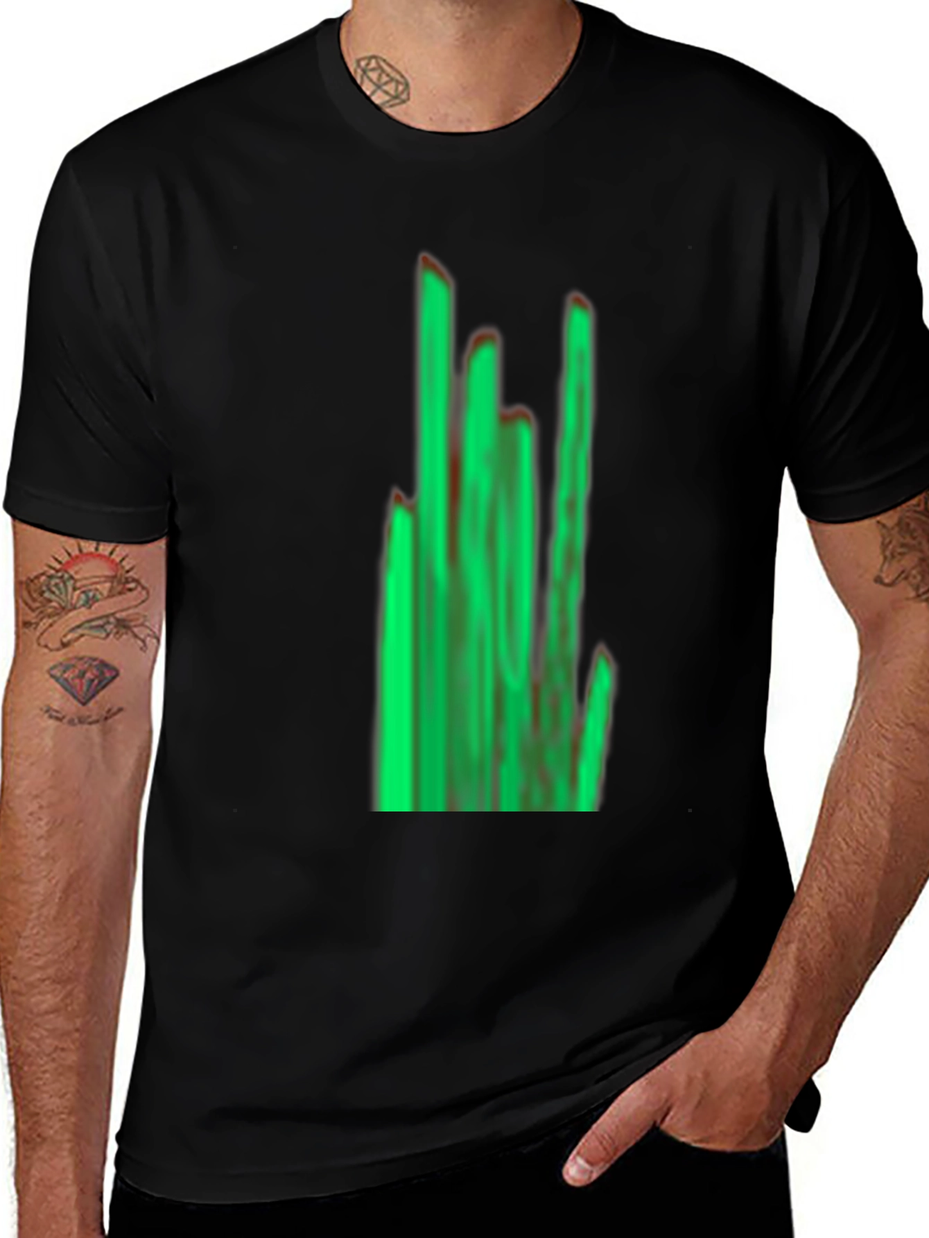 Green Graphic Black T-Shirt