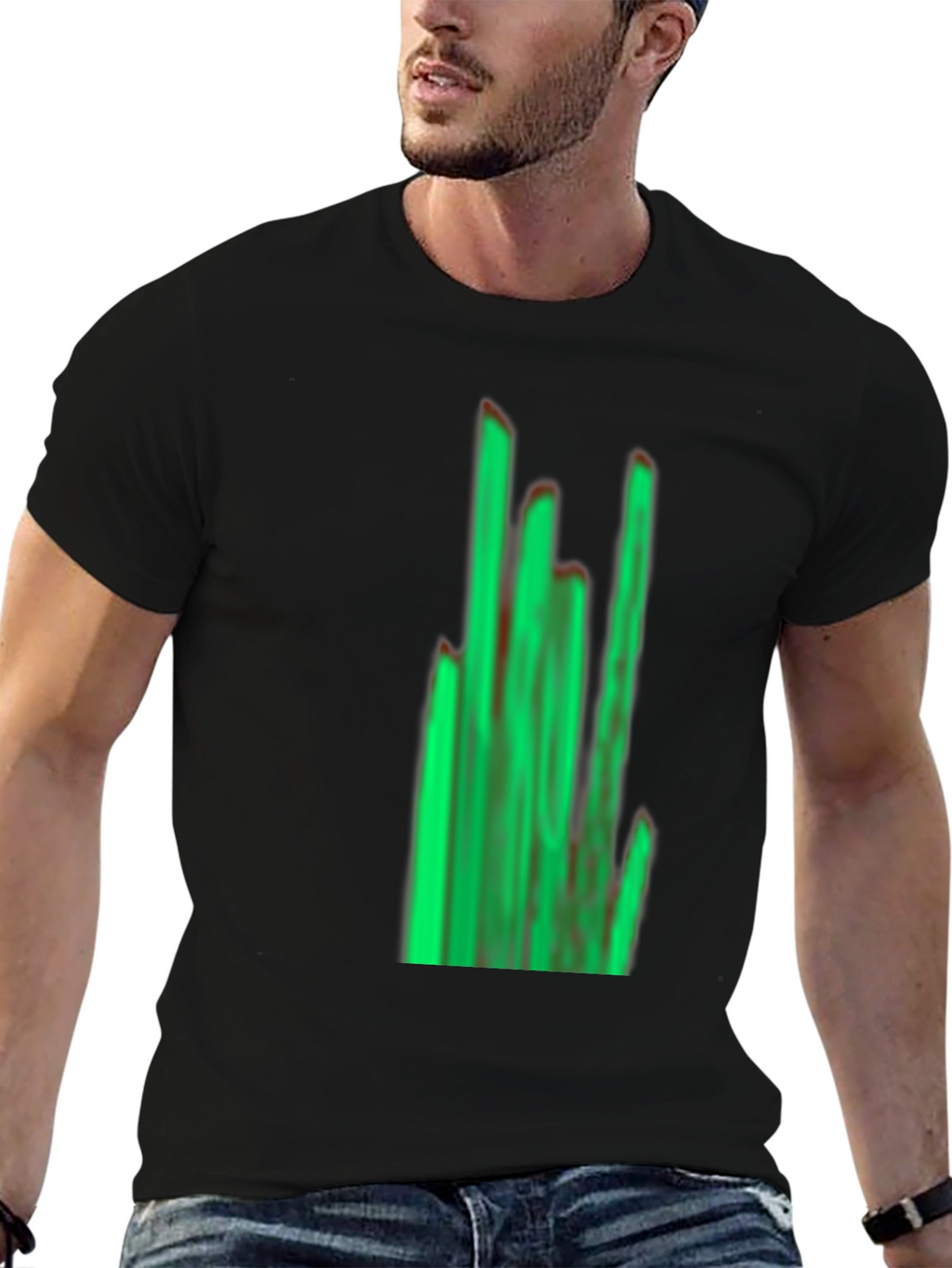 Green Graphic Black T-Shirt