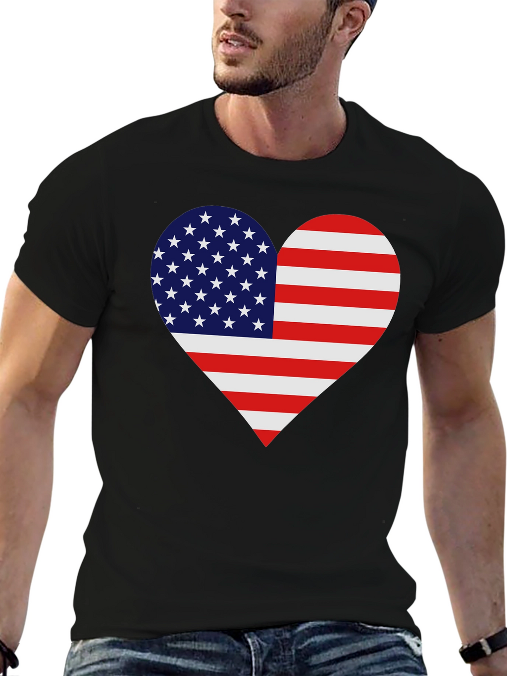 USA Flag Heart T-Shirt - Patriotic Pride!