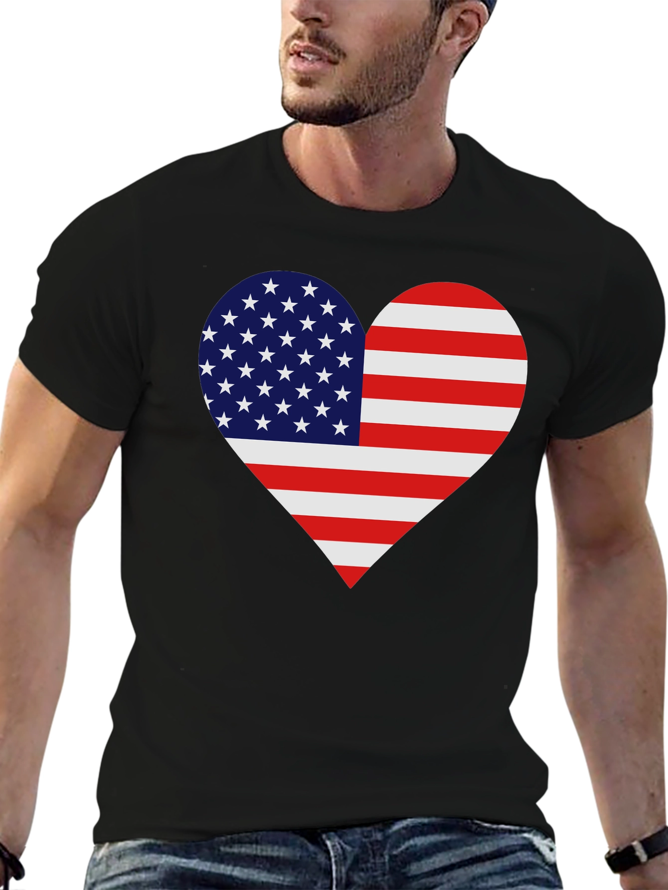 USA Flag Heart T-Shirt - Patriotic Pride!