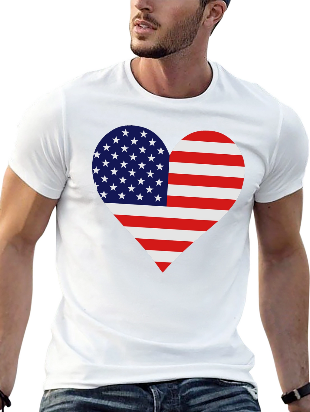 USA Flag Heart T-Shirt - Patriotic Pride!