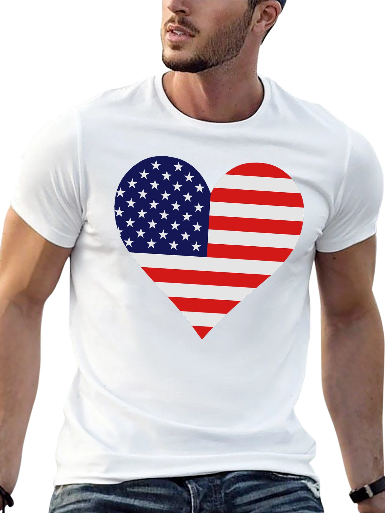 USA Flag Heart T-Shirt - Patriotic Pride!