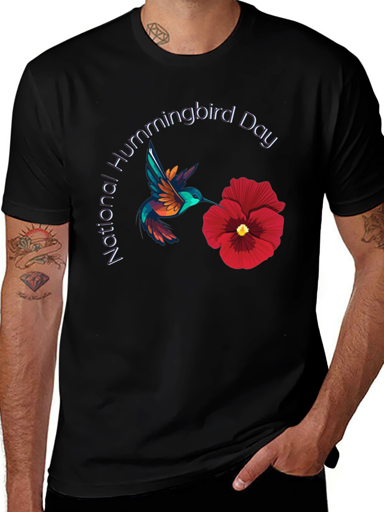 National Hummingbird Day Black T-Shirt