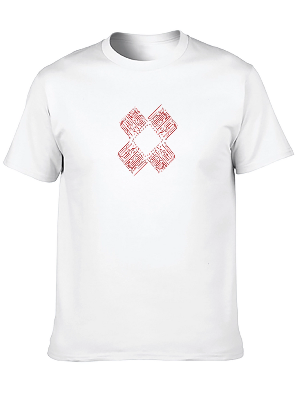 Red Circuit Board Graphic Black T-Shirt