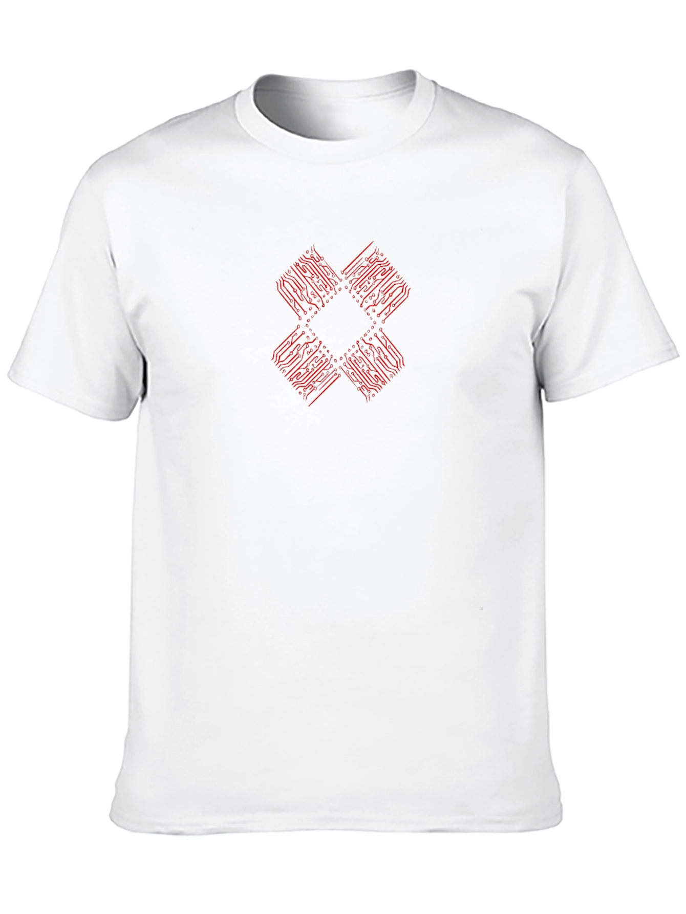 Red Circuit Board Graphic Black T-Shirt
