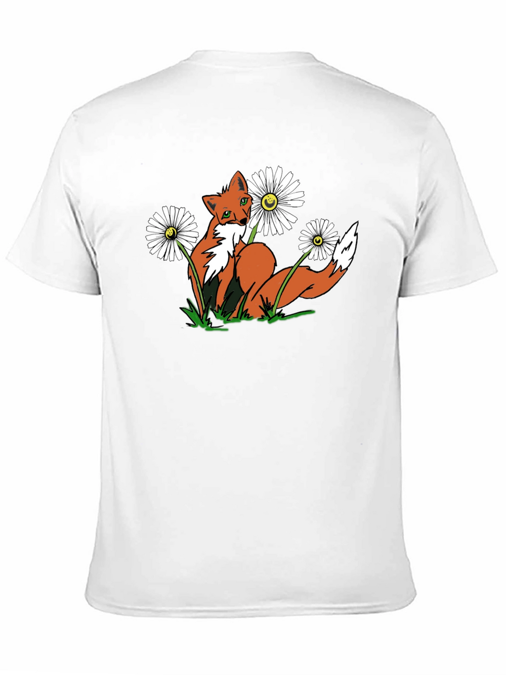 Fox and Flowers Graphic Tee -  Black T-Shirt