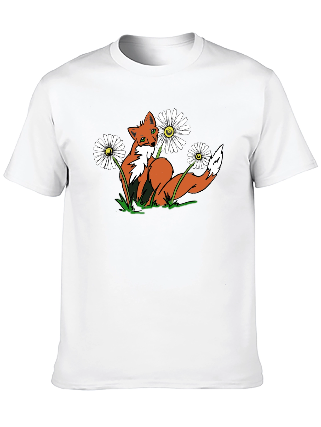Fox and Flowers Graphic Tee -  Black T-Shirt