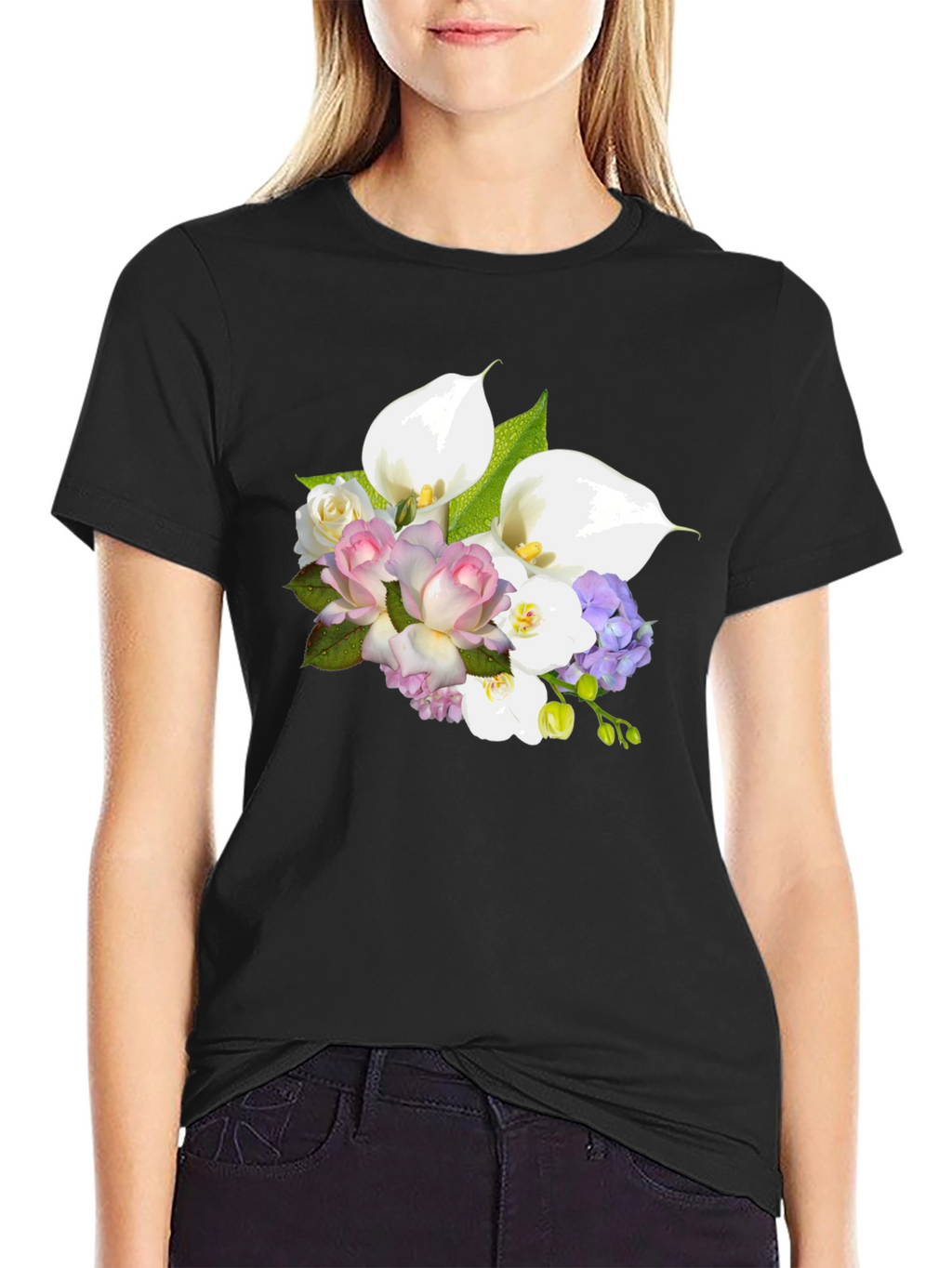 Floral Bouquet Graphic Tee - Elegant Design
